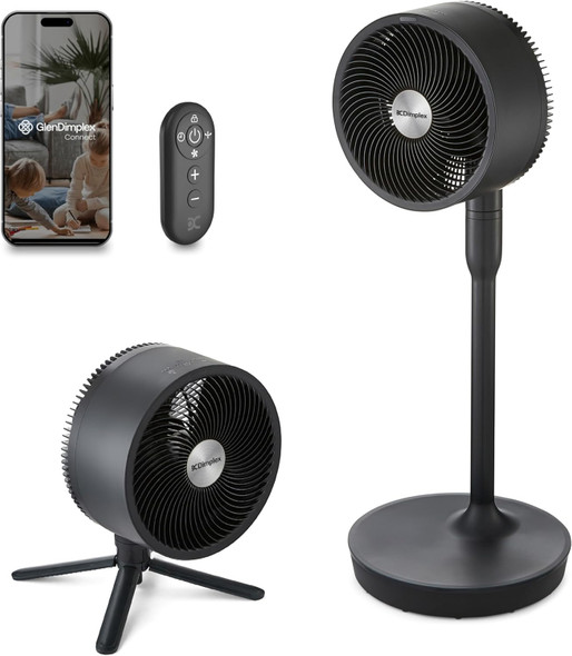 Dimplex, DXRCF001, DuoCool Smart 2-in-1 Cordless Fan, Black