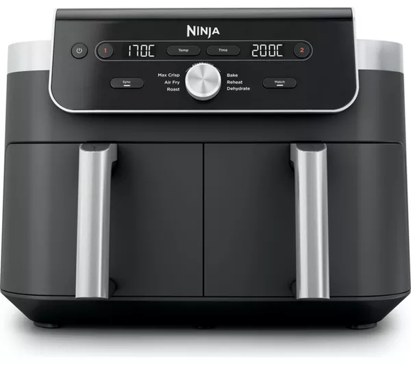 Ninja, DZ901UK, DualZone XL 9.5L 2-Drawer Air Fryer, Black