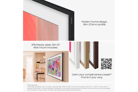 Samsung, QE43LS03HEUXXU, 43" The Frame LS03HE 4K Vision AI Smart TV Dolby Atmos, Black