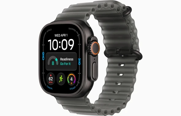Apple, MJAY4DH/A, Watch Ultra 4 GPS + Cellular 49mm Black Titanium Case with Translucent Black Ocean Band