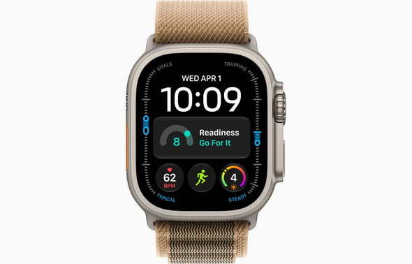 Apple, MJAG4DH/A, Watch Ultra 4 GPS + Cellular 49mm Natural Titanium Case with Desert Alpine Loop - L