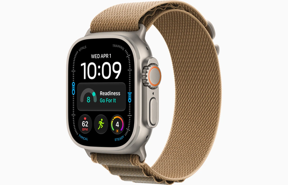 Apple, MJAG4DH/A, Watch Ultra 4 GPS + Cellular 49mm Natural Titanium Case with Desert Alpine Loop - L