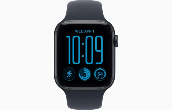 Apple, MJL74MP/A, Watch SE 3 GPS 44mm Midnight Aluminum Case with Navy Blue Sport Band - S/M