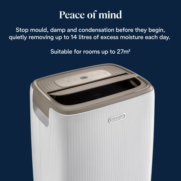 De'Longhi, DEP214, Tasciugo AriaDry Evo Dehumidifier 14 Litre, White