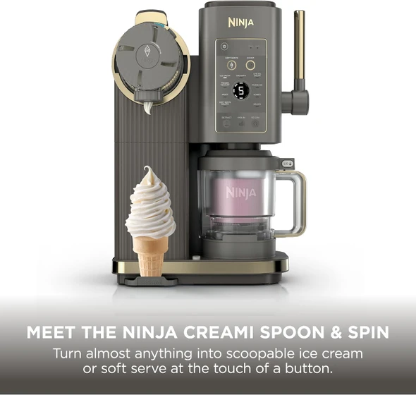 Ninja, NC701UKBR, CREAMi Scoop and Swirl 13-in-1 Ice Cream and Soft Serve Maker, Mocha