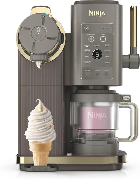 Ninja, NC701UKBR, CREAMi Scoop and Swirl 13-in-1 Ice Cream and Soft Serve Maker, Mocha