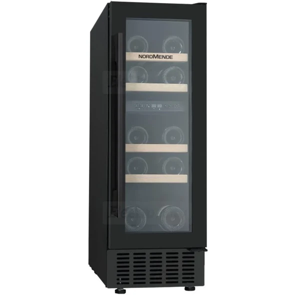 NordMende, WC17BL, 30cm Free Standing or Built In Wine Cooler 17 Bottle Dual Zone Slim, Black Frame