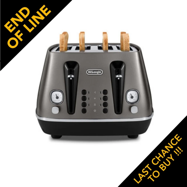 De'Longhi, CTIN4003.TB, Distinta X Titanium Four Slot Toaster, Titanium