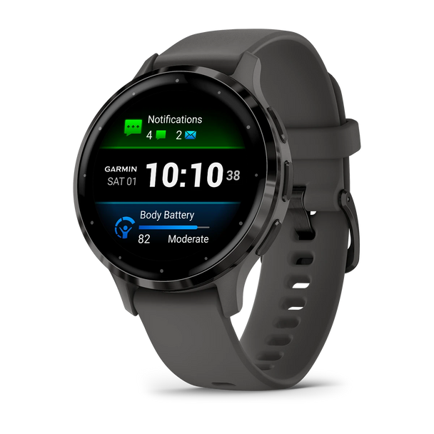 Garmin, 010-02785-00, Venu 3s Slate/Graphite 41mm, Black