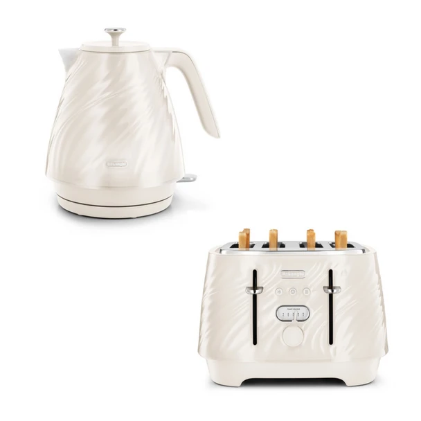 De'Longhi, KBDS3001S4003CR, Ballerina Kettle and Toaster Set, Cream Set