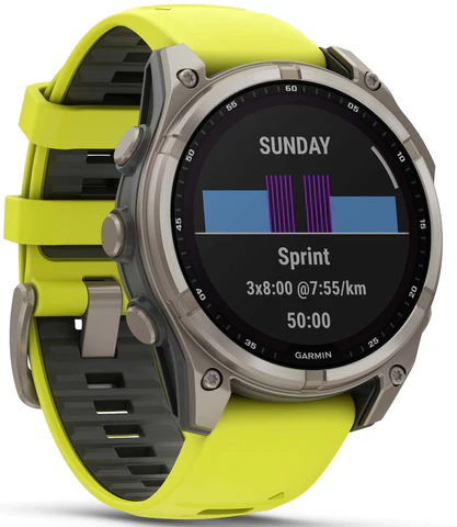 Garmin, 010-02906-21, Fenix 8 47mm Sapphire Solar, Titanium Yellow