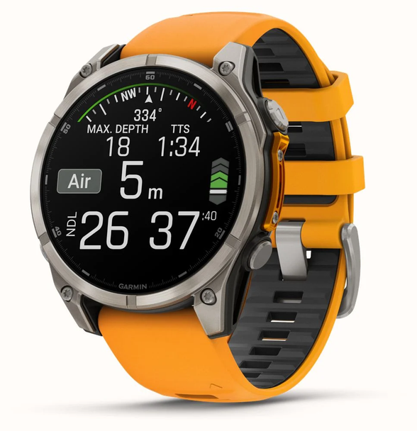 Garmin, 010-02904-11, fenix 8 AMOLED Sapphire 47mm, Orange Strap