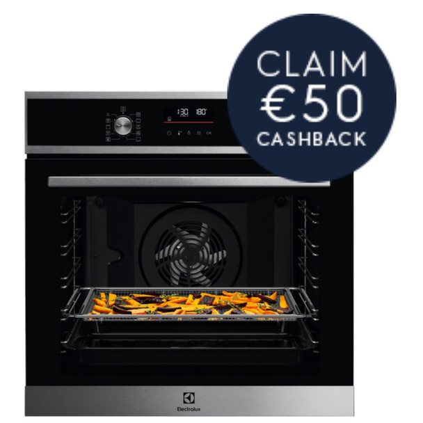 Electrolux, EOM6P46X, 72L Multifunction Oven with Pyrolytic Cleaning and Air Fry Function, Black