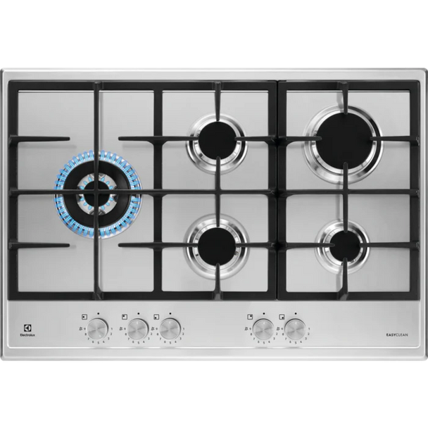 Electrolux, KGS75662SX, 75cm Wide Stainless Steel Gas Hob with 5 Burners, Stainless Steel
