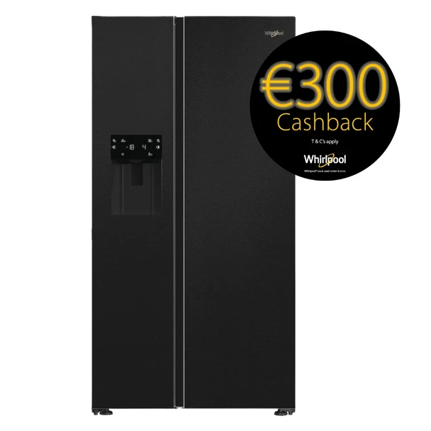 Whirlpool, WHG26574WXK5UK, 203/375L Plumbed Ice and Water 2 Door American Fridge Freezer, Dark Inox