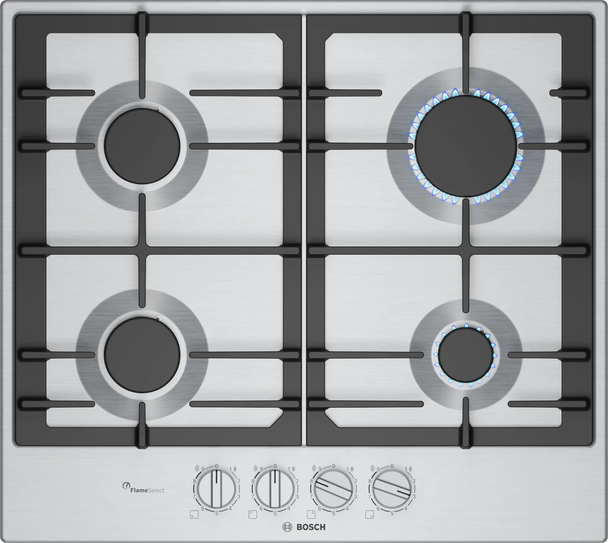 Bosch, PCP6A5I90, Series 6 60cm Gas Hob, Stainless Steel