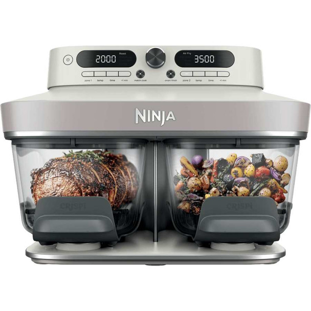 Ninja, DD102UKIV2, CRISPi DualZone 8-in-1 Function Glass Air Fryer - Bone