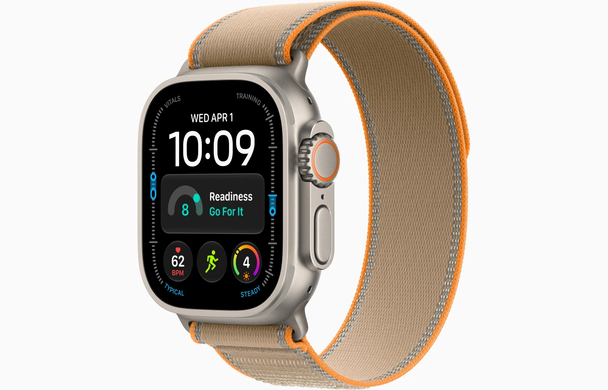 Apple, MJAQ4DH/A, Watch Ultra 4 GPS + Cellular 49mm Natural Titanium Case with Sand Trail Loop - M/L