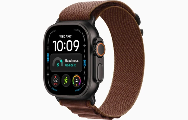 Apple, MJC24DH/A, Watch Ultra 4 GPS + Cellular 49mm Black Titanium Case with Burgundy Alpine Loop - L