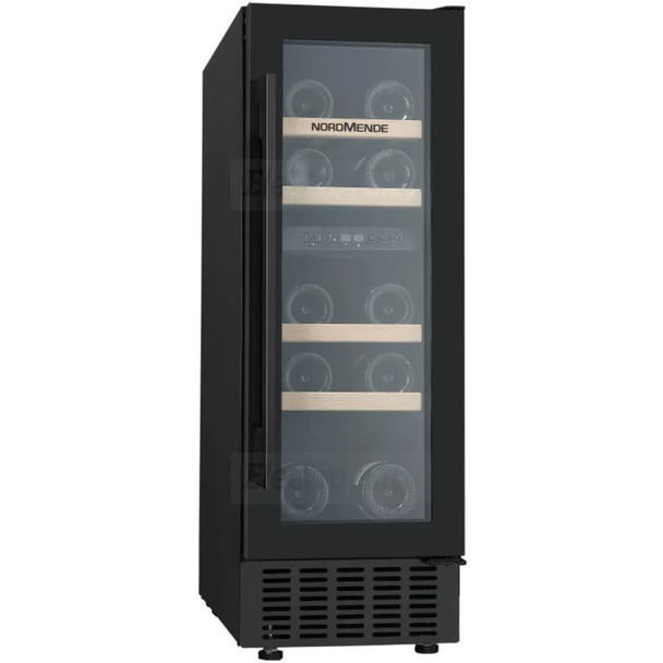 NordMende, WC17BL, 30cm Free Standing or Built In Wine Cooler 17 Bottle Dual Zone Slim, Black Frame