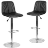 Flash Furniture - 2 Pack Contemporary Vinyl Adjustable Height Barstool with Embellished Stitch Design and Chrome Base - Black