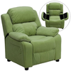 Flash Furniture - Deluxe Padded Contemporary Kids Recliner with Storage Arms - Avocado Microfiber