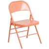 Flash Furniture - HERCULES COLORBURST Series Triple Braced & Double Hinged Metal Folding Chair - Sedona Coral