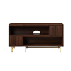 Walker Edison - Contemporary Extendable Fluted-Door TV Stand for TVs up to 55” - Dark Walnut/Gold