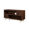 Walker Edison - Contemporary Extendable Fluted-Door TV Stand for TVs up to 55” - Dark Walnut/Gold