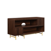 Walker Edison - Contemporary Extendable Fluted-Door TV Stand for TVs up to 55” - Dark Walnut/Gold