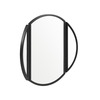 Walker Edison - Contemporary Round Metal Wall Mirror with Hinging Sides - Black
