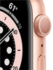 Geek Squad Certified Refurbished Apple Watch Series 6 (GPS) 44mm Gold Aluminum Case with Pink Sand Sport Band - Gold