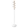 Honey-Can-Do - Freestanding Corner Coat Rack with 6 Hooks & Wood Accent - White