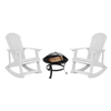 Flash Furniture - Savannah Rocking Patio Chairs and Fire Pit - White