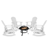 Flash Furniture - Savannah Rocking Patio Chairs and Fire Pit - White