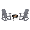 Flash Furniture - Savannah Rocking Patio Chairs and Fire Pit - Gray