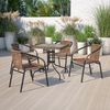 Flash Furniture - Barker Contemporary Patio Table - Clear Top/Dark Brown Rattan