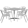 Flash Furniture - Lila Outdoor Square Contemporary 5 Patio Table and Chair Set - Aluminum