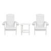 Flash Furniture - Charlestown Outdoor Rectangle Cottage Resin 3 Adirondack Chair and Side Table - White