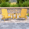 Flash Furniture - Charlestown Outdoor Rectangle Cottage Resin 3 Adirondack Chair and Side Table - Yellow