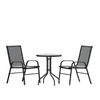Flash Furniture - Brazos Outdoor Round Contemporary  3 Patio Table and Chair Set - Black