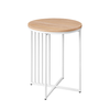 Walker Edison - Contemporary Metal and Wood Round Side Table - Coastal Oak/White