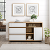 Walker Edison - Contemporary Open and Closed-Storage Sideboard - Coastal Oak