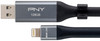 PNY - Duo-Link On-the-Go 128GB USB 3.0, Apple Lightning Flash Drive - Metal gray