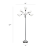 Simple Designs 5 Light Adjustable Gooseneck Floor Lamp - Silver/White Shades