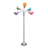 Simple Designs 5 Light Adjustable Gooseneck Floor Lamp - Silver/Fun Multicolored Shades