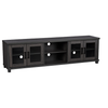 CorLiving - Fremont TV Bench with Glass Cabinets for TVs up to 95" - Dark Grey