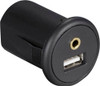 Install Bay - Snap-In USB and AUX Adapter with 4.92' Extension Cable - Black