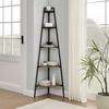 Walker Edison - Modern Metal and Wood Corner Bookshelf - Rustic Oak