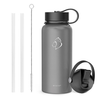 BUZIO Duet Series Insulated Water Bottle with Straw Lid and Flex Lid, Grey 32oz - Gray